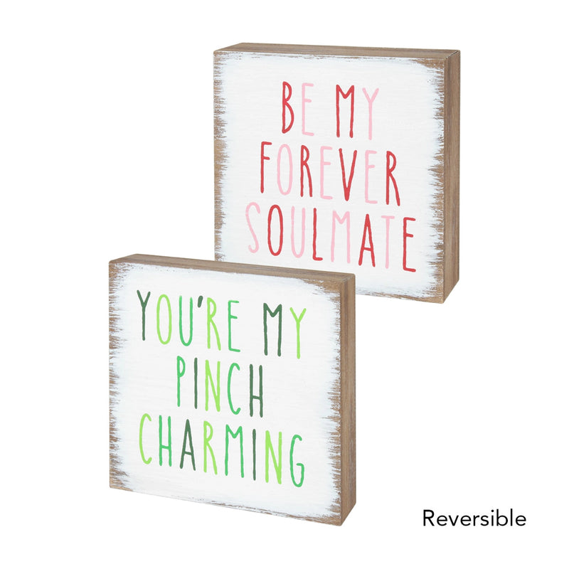 Reversible Forever Soulmate & Pinch Charming Wood Block - Monogram Market