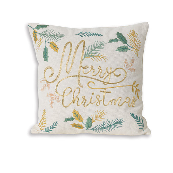 Merry Christmas Embroidered Throw Pillow, 18" - Monogram Market