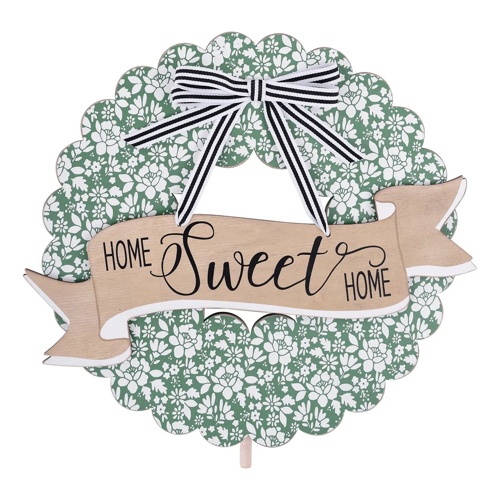 Home Sweet Home Wreath Wood Topper - Monogram Market