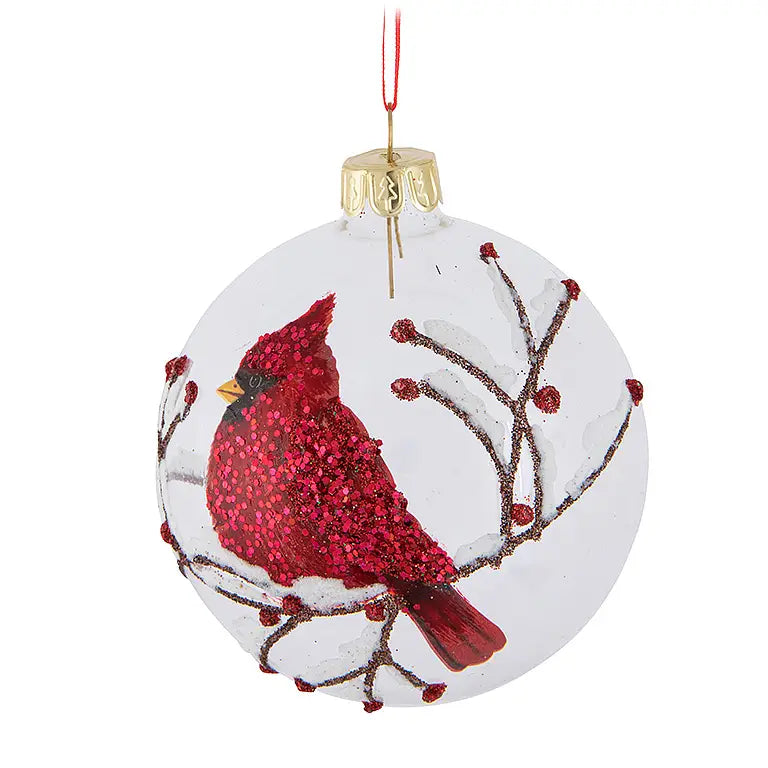 Cardinal Glass Ball Ornament - Red, 3" - Monogram Market