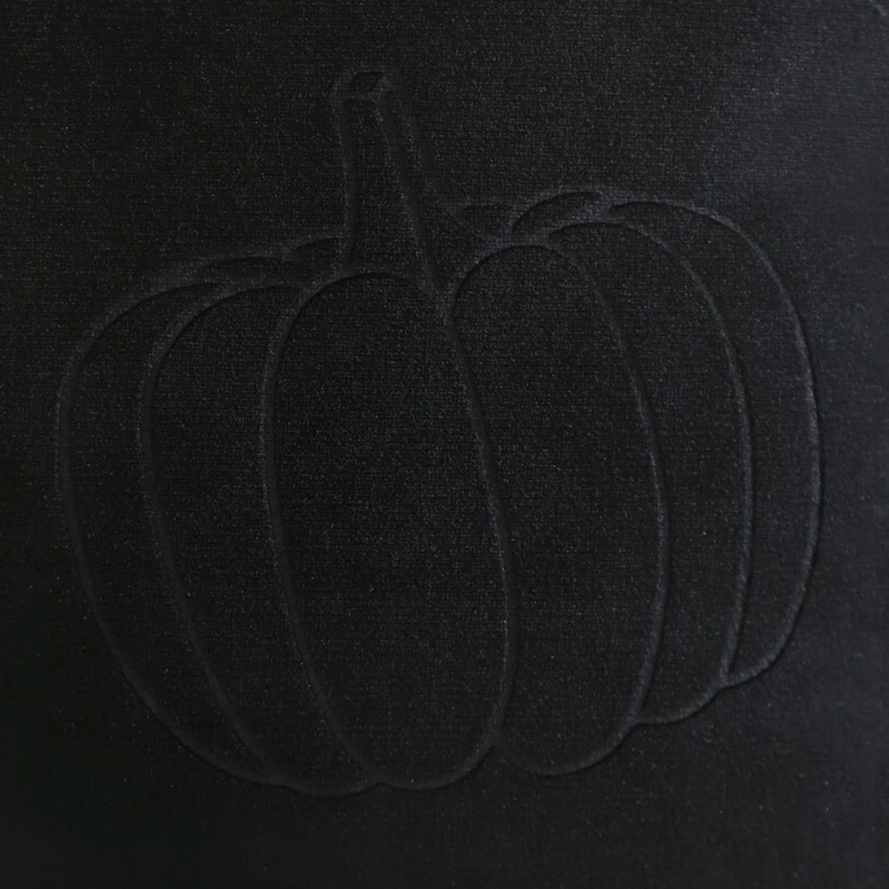 Embossed Velvet Pumpkin Pillow, Black - Monogram Market