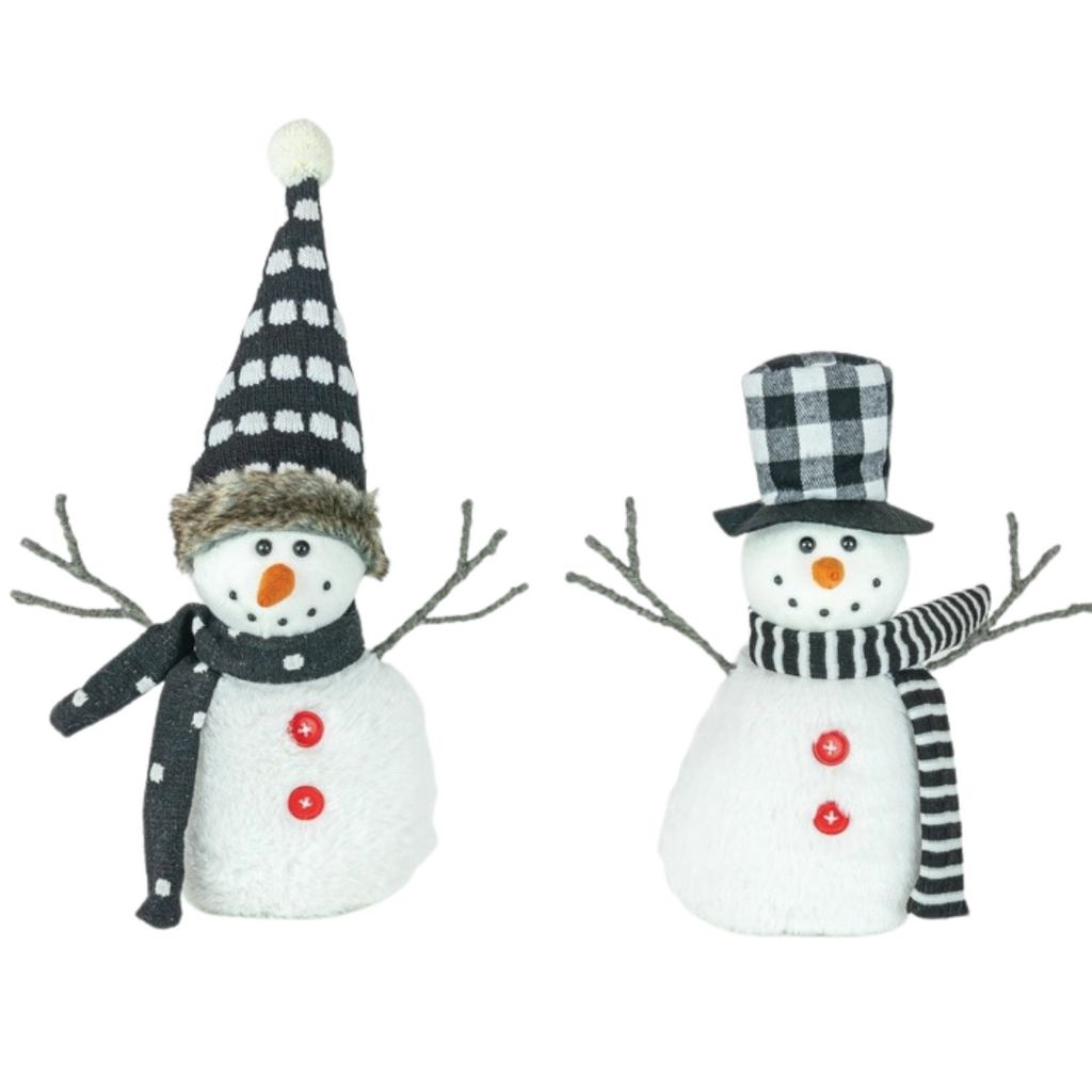 Merry Plaid Plush Snowmen, 10" - Monogram Market