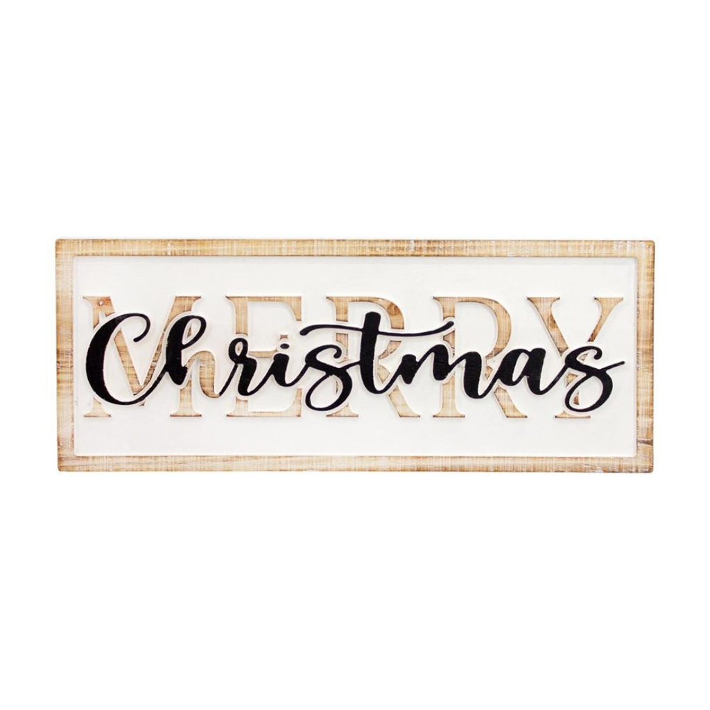 Wood Merry Christmas Sign, 17" - Monogram Market