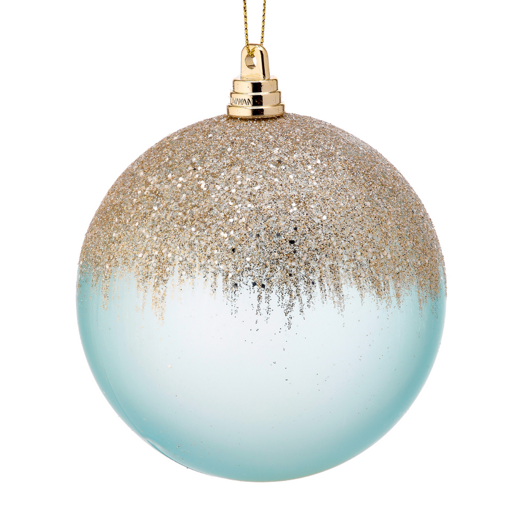 Coastal Glitter Ball Ornament - Aqua, 4" - Monogram Market