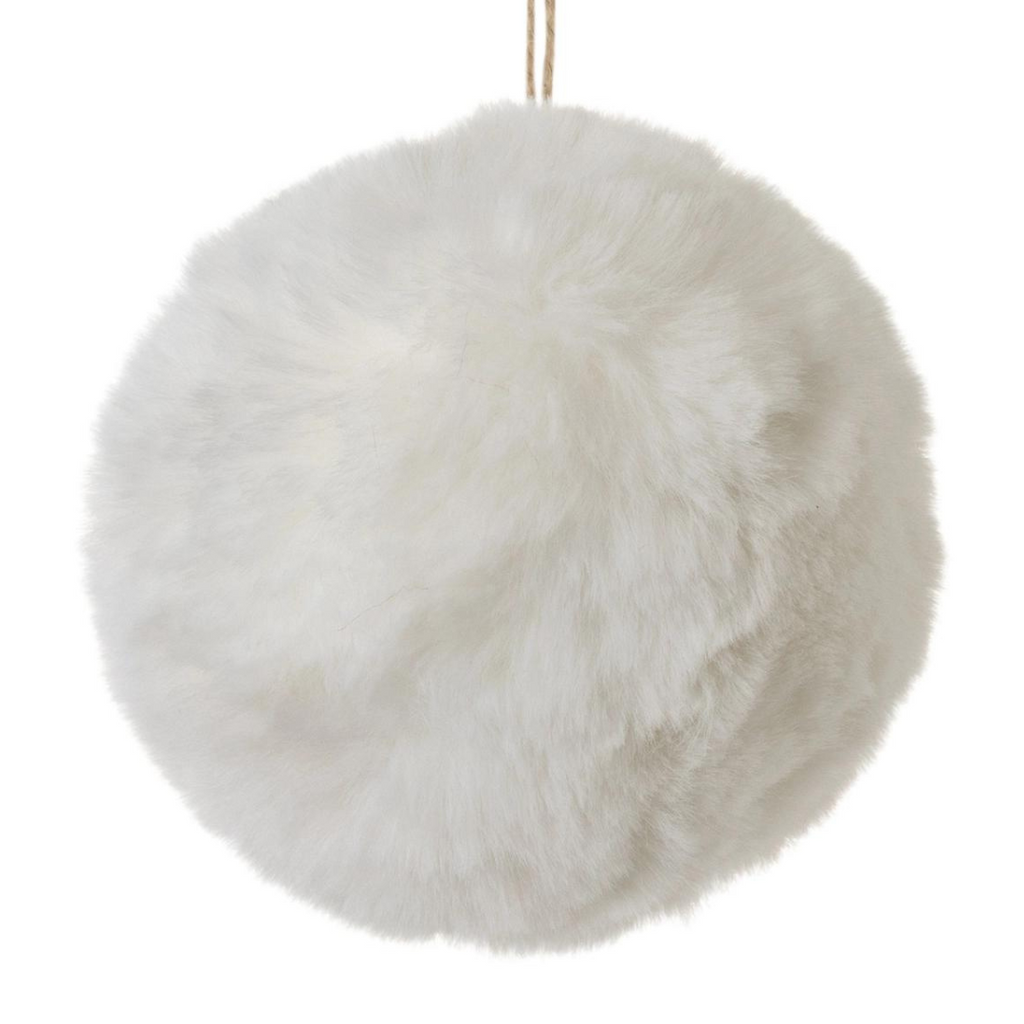 Plush Ball Ornament - White, 5" - Monogram Market