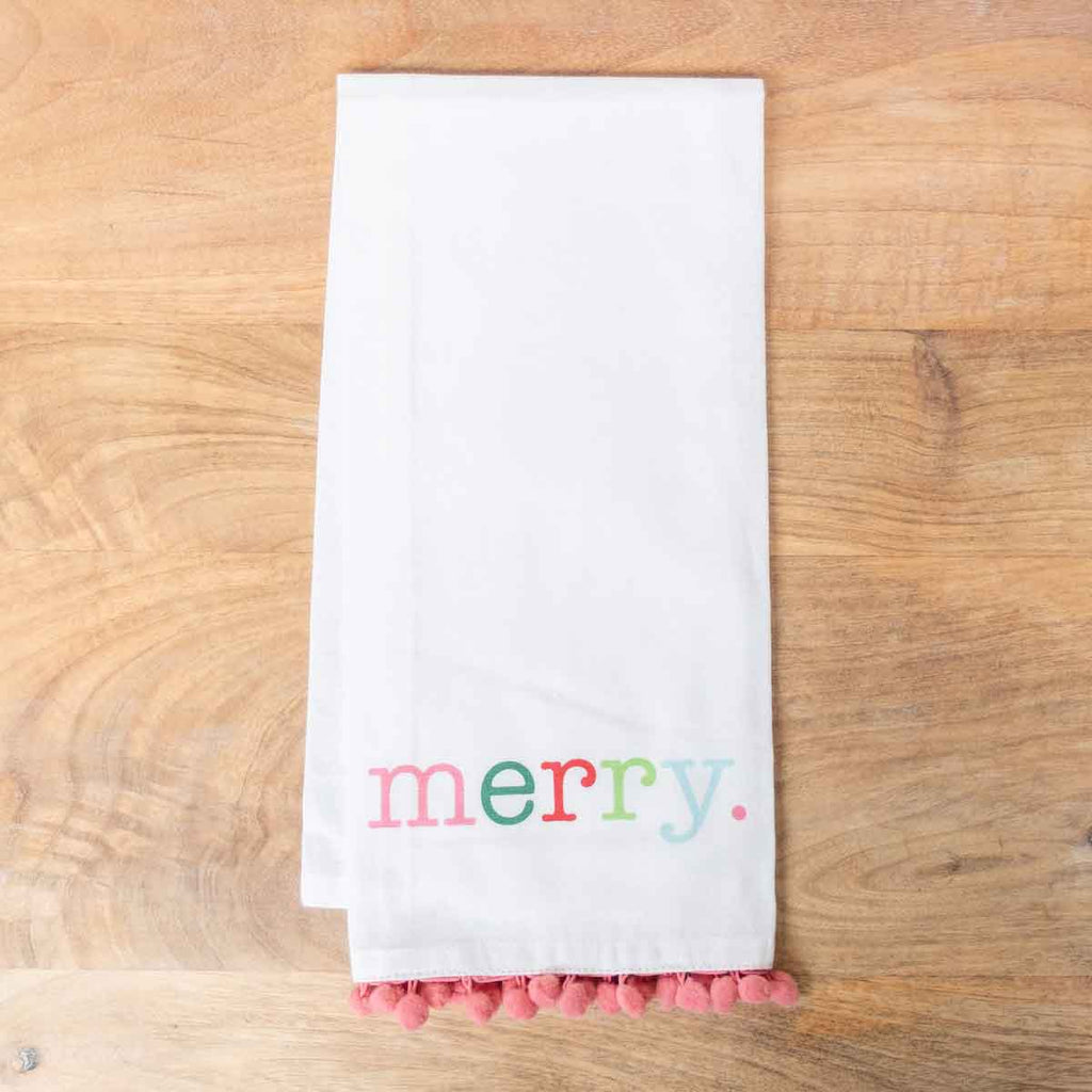Merry Pom Pom Hand Towel - Monogram Market