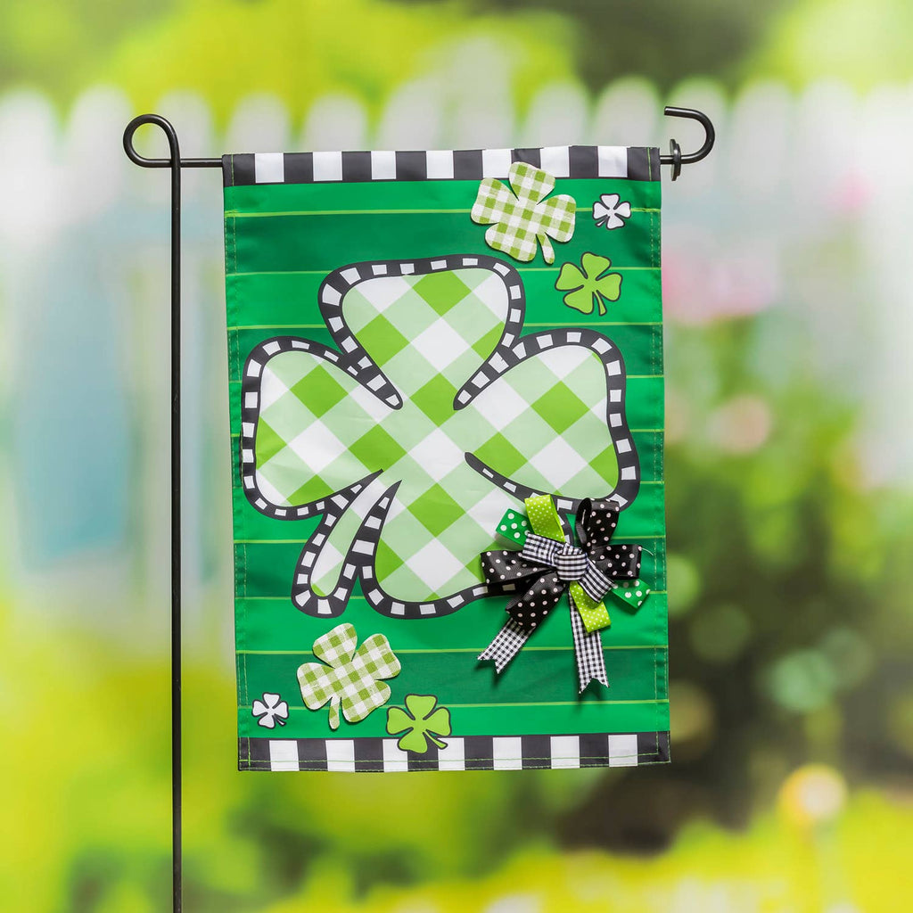 Check Clover St. Patrick's Day Garden Appliqué Flag - Monogram Market