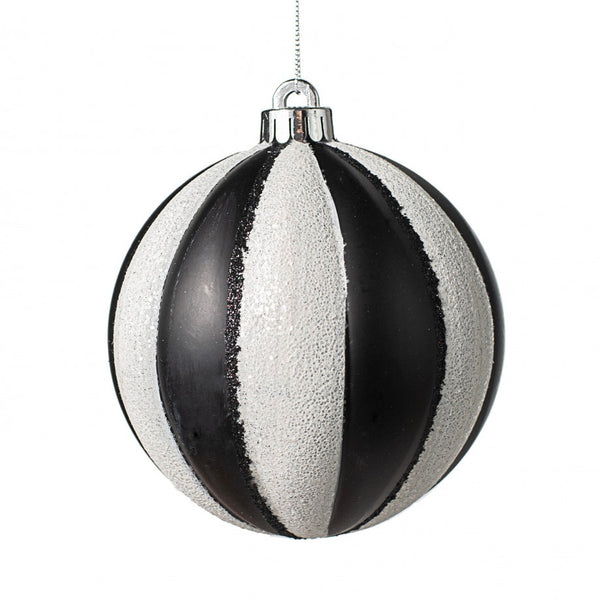 Vertical Stripe Ball Ornament Black & White, 4" Monogram Market
