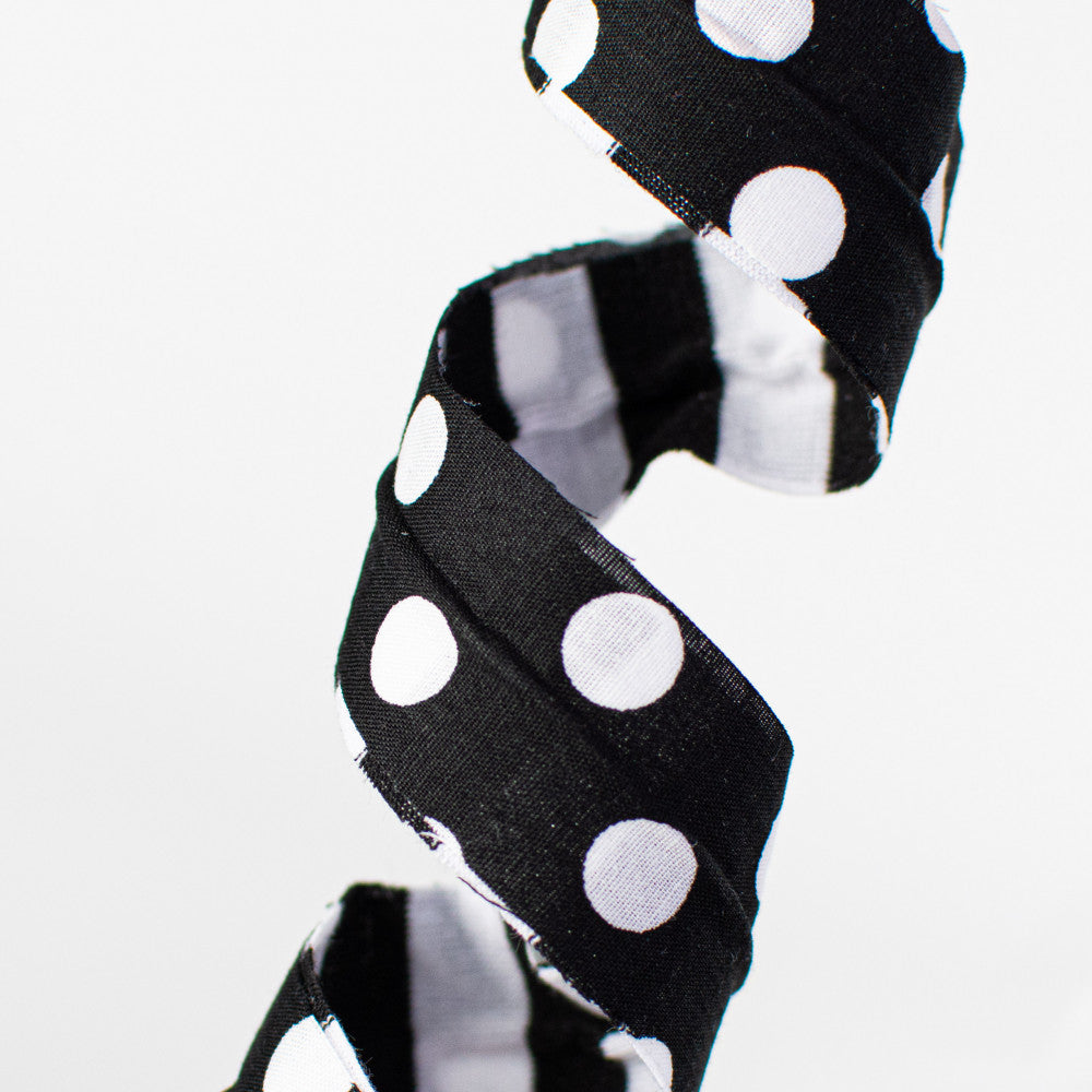 Double Sided Polka Dot & Stripes Curly Spray - Black & White, 30" - Monogram Market