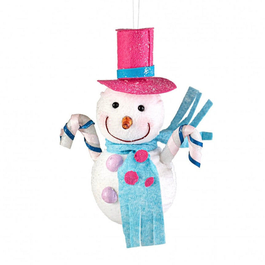 Snowman Ornament - Pink & Green, 6" - Monogram Market