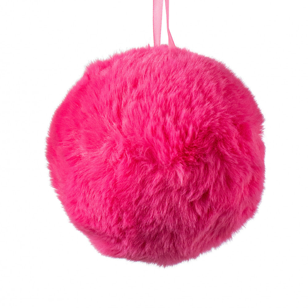 Jumbo Faux Fur Ornament - Hot Pink, 6" - Monogram Market