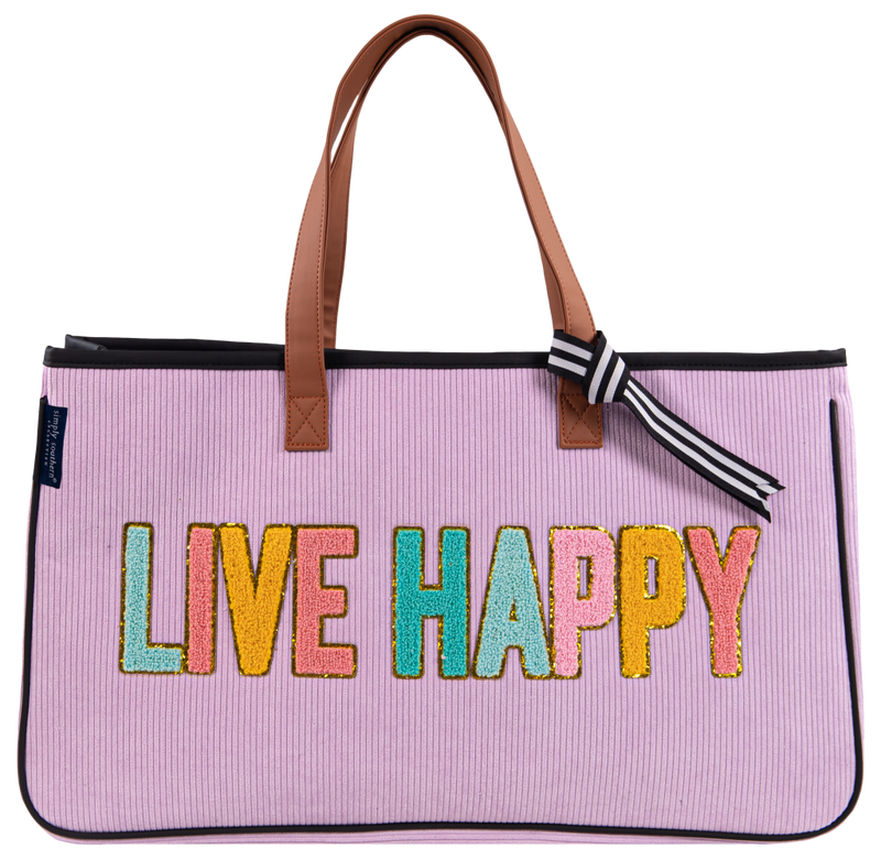 Simply Southern, Sparkle Letter Tote - LIVE HAPPY - Monogram Market