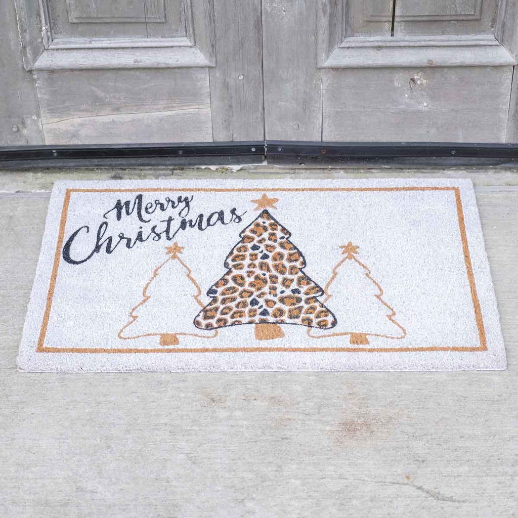 Leopard Christmas Tree Coir Doormat - Monogram Market