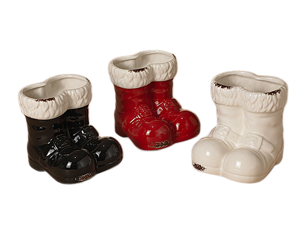 Ceramic Santa Boots Decorative Figurine, 6" | Monogram Market