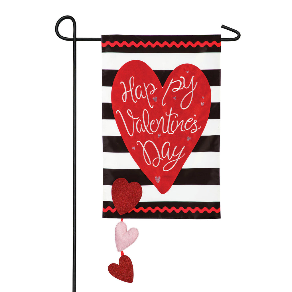 Valentines Stripe Garden Applique Flag - Monogram Market