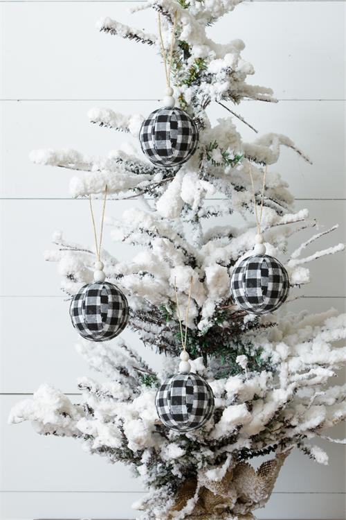 Black & White Buffalo Plaid Fabric Ornaments - Monogram Market