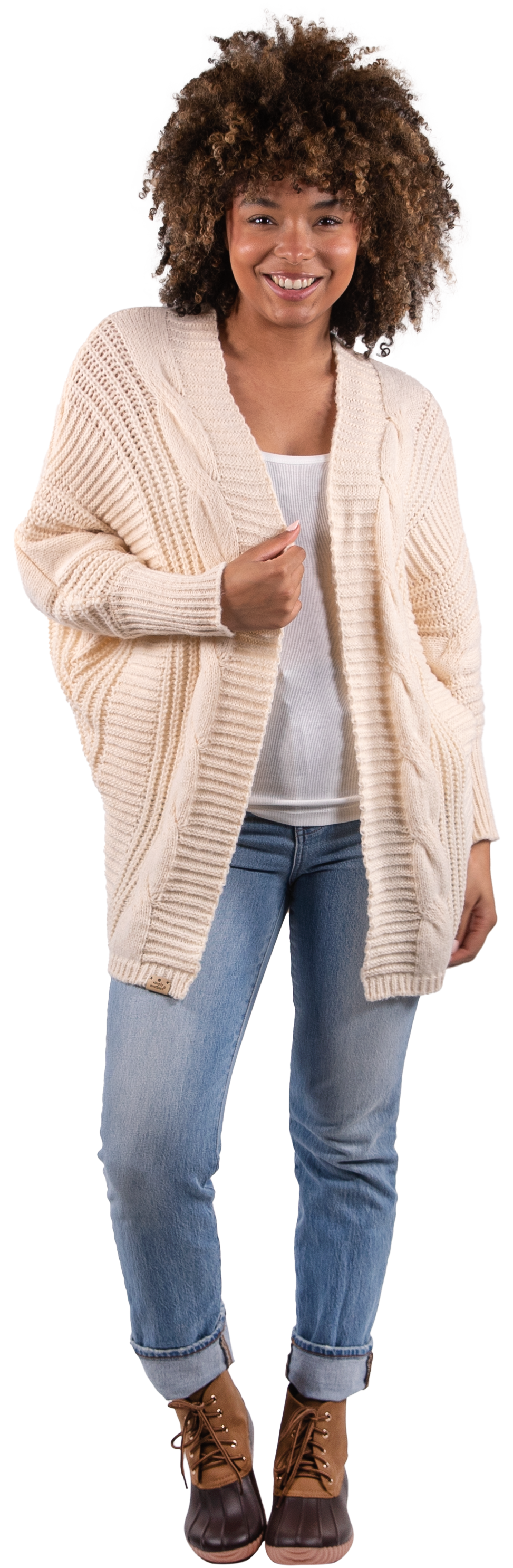 Simply Southern Chunky Cable Knit Open Front Cardigan, Rose - Monogram Market