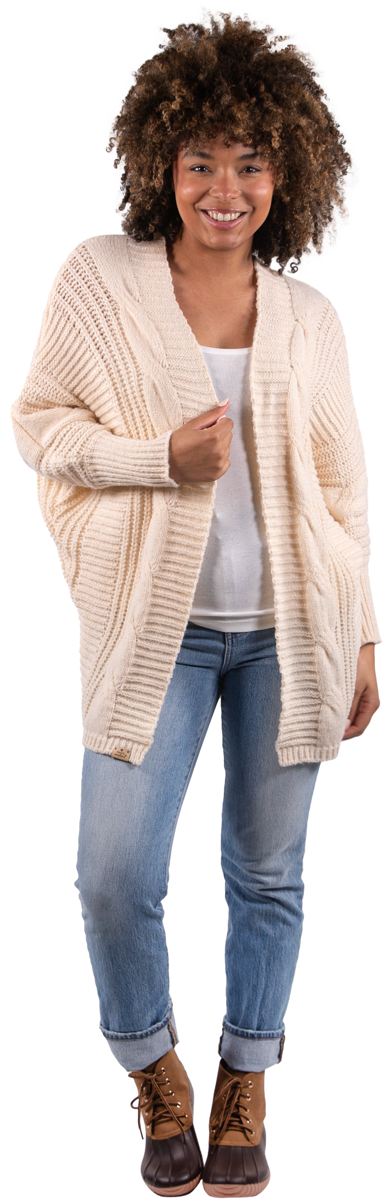Simply Southern Chunky Cable Knit Open Front Cardigan, Rose - Monogram Market
