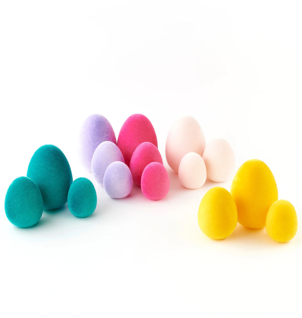 Flocked Easter Egg Decor, Yellow - Monogram Market