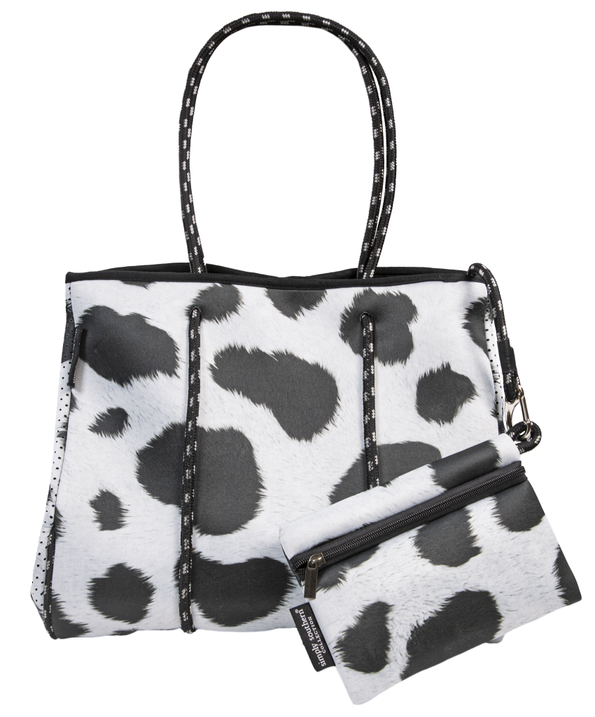 Simply Southern - Neoprene Tote Bag, Cow Print - Monogram Market