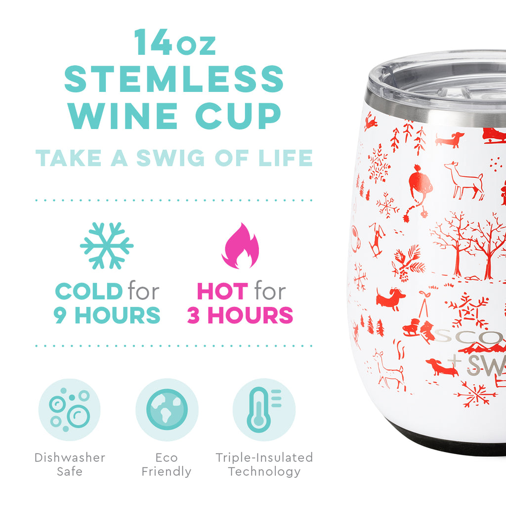 SCOUT + Swig 14oz Stemless Wine Cup, Bells on Dogtails - Monogram Market