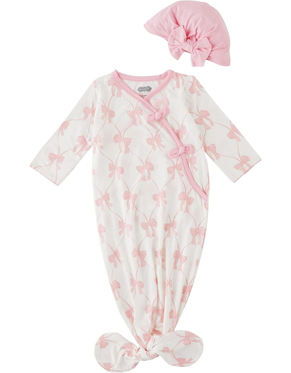 Mud Pie Baby - Pink Bow Take Me Home Gown Set - Monogram Market