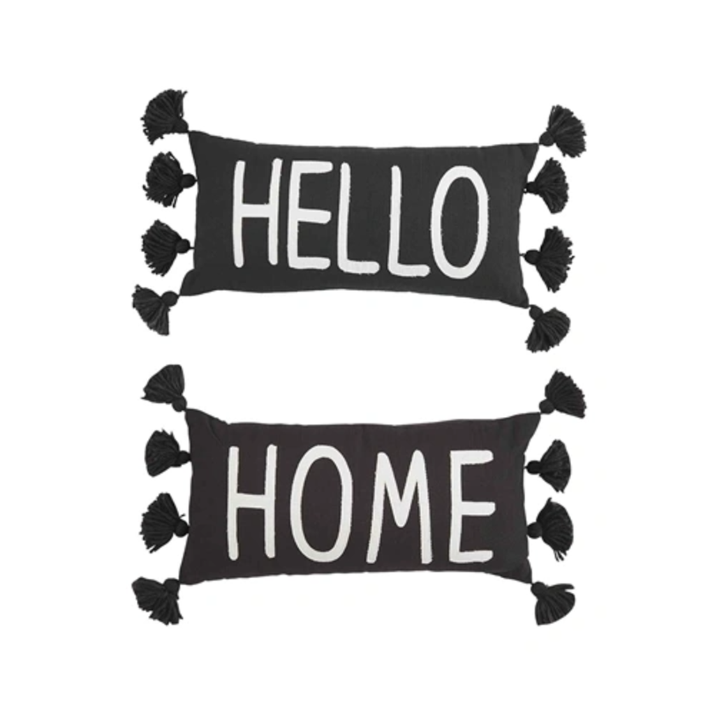 Mud Pie - Hello & Home Black Tassel Pillow - Monogram Market