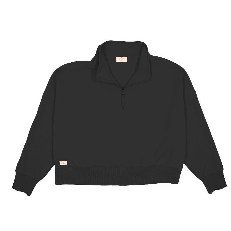 Simply Southern - Cropped Quarter Zip Pullover, BLACK - Monogram Market