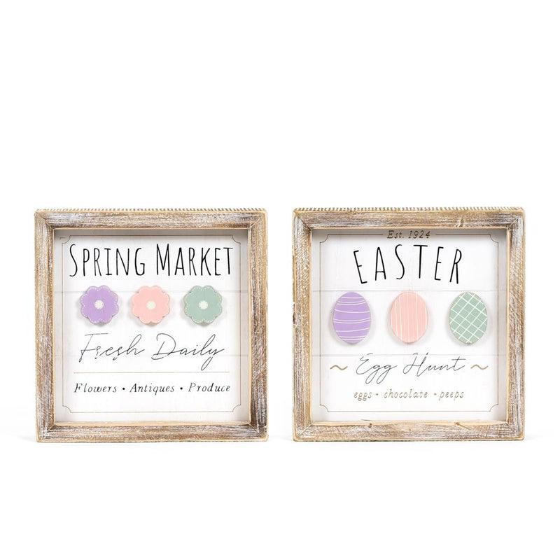 Adams & Co. - Reversible Easter & Spring Market Wood Sign - Monogram Market
