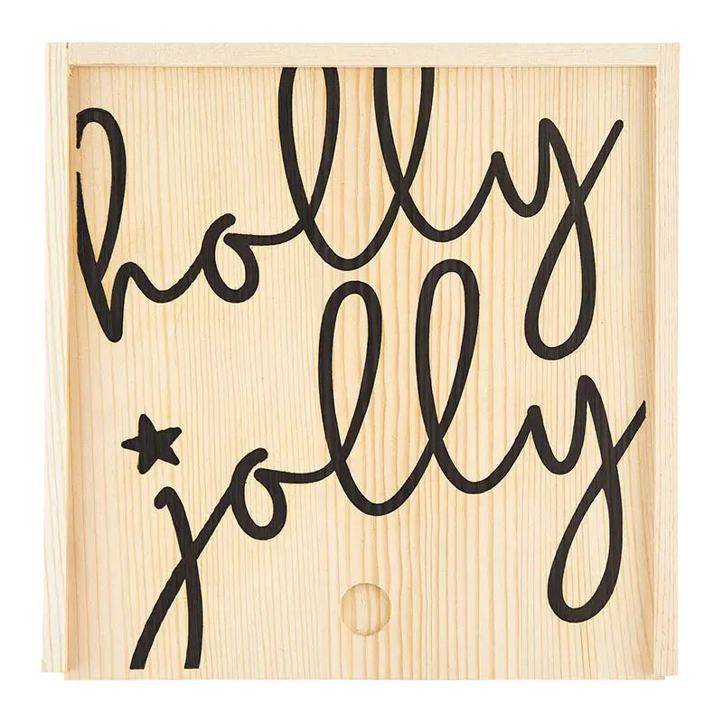 Wooden Christmas Cookie Box - Holly Jolly - Monogram Market