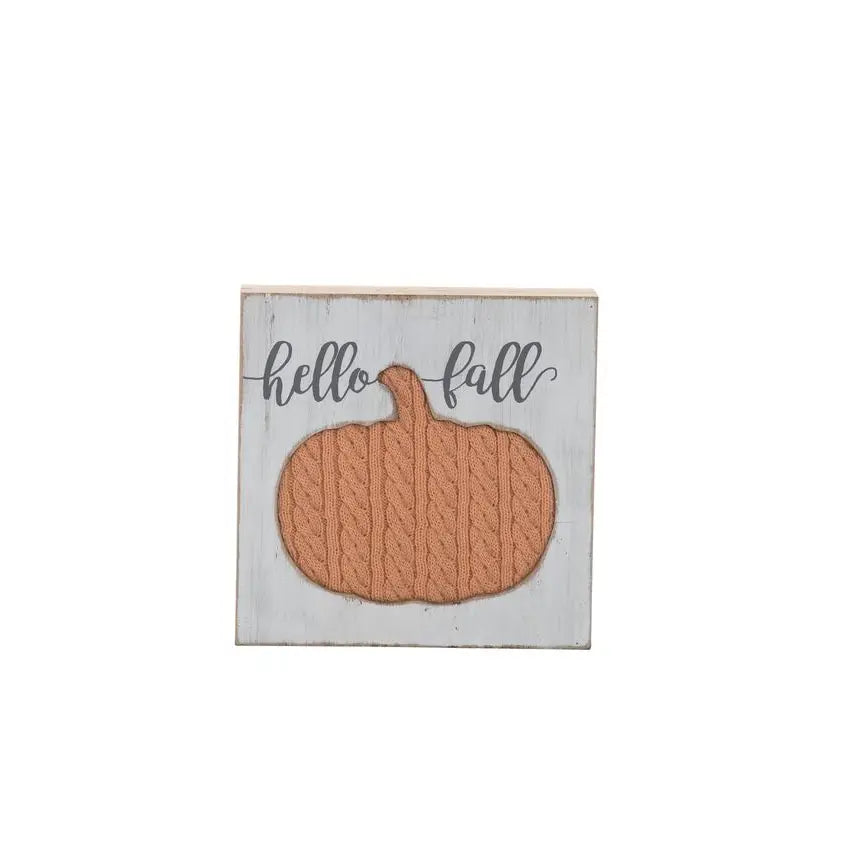Knit Pumpkin Block Decor, 8" - Monogram Market