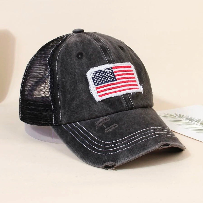 American Flag Embroidered Baseball Hat - Monogram Market