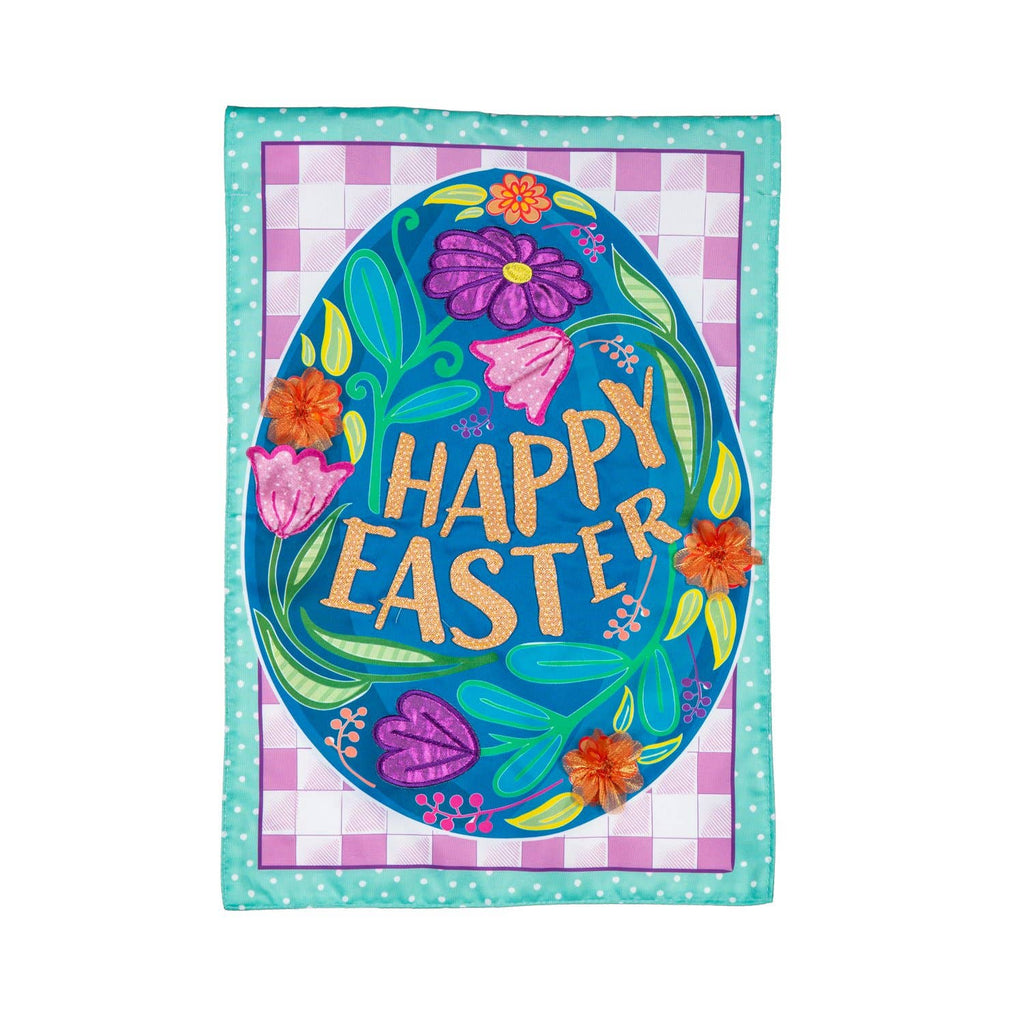 Happy Easter Egg Garden Appliqué Flag - Monogram Market