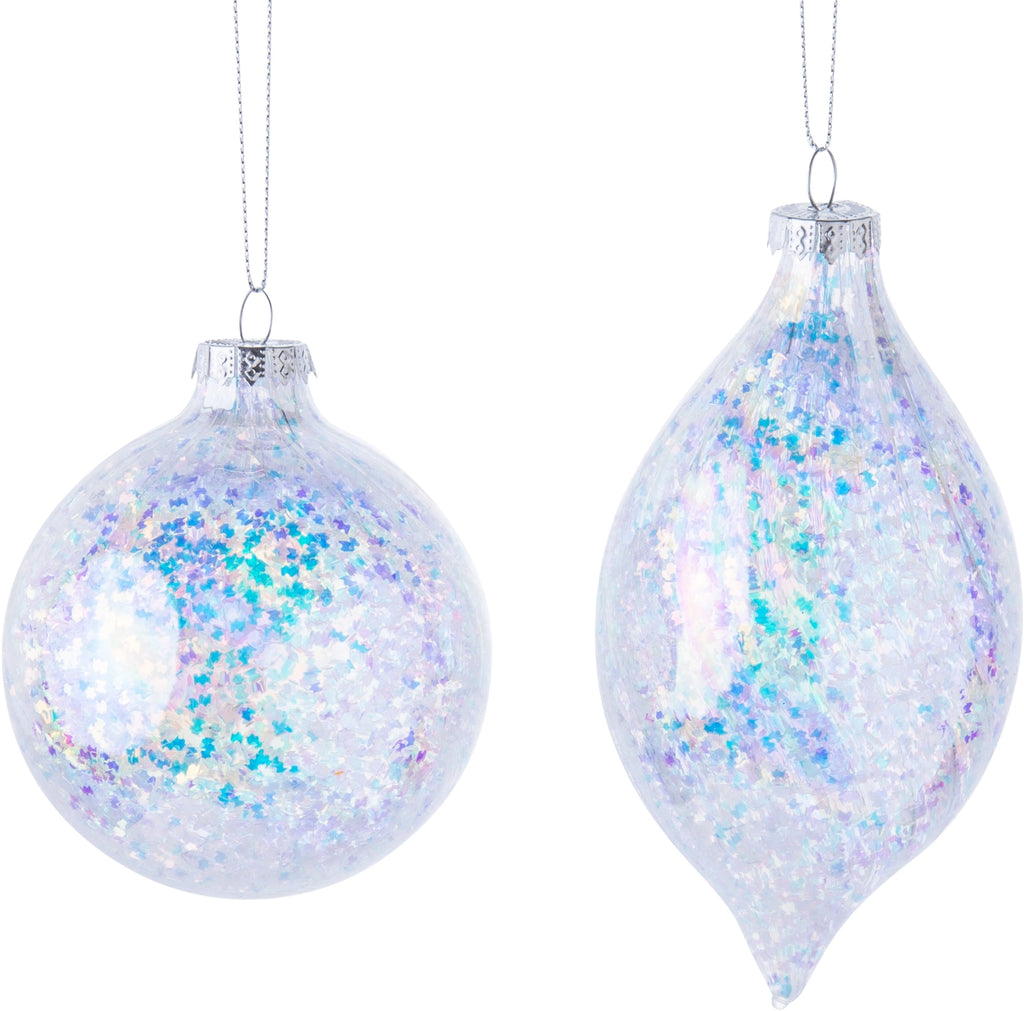 Iridescent Glass Ball & Finial Ornaments, 3-4" - Monogram Market
