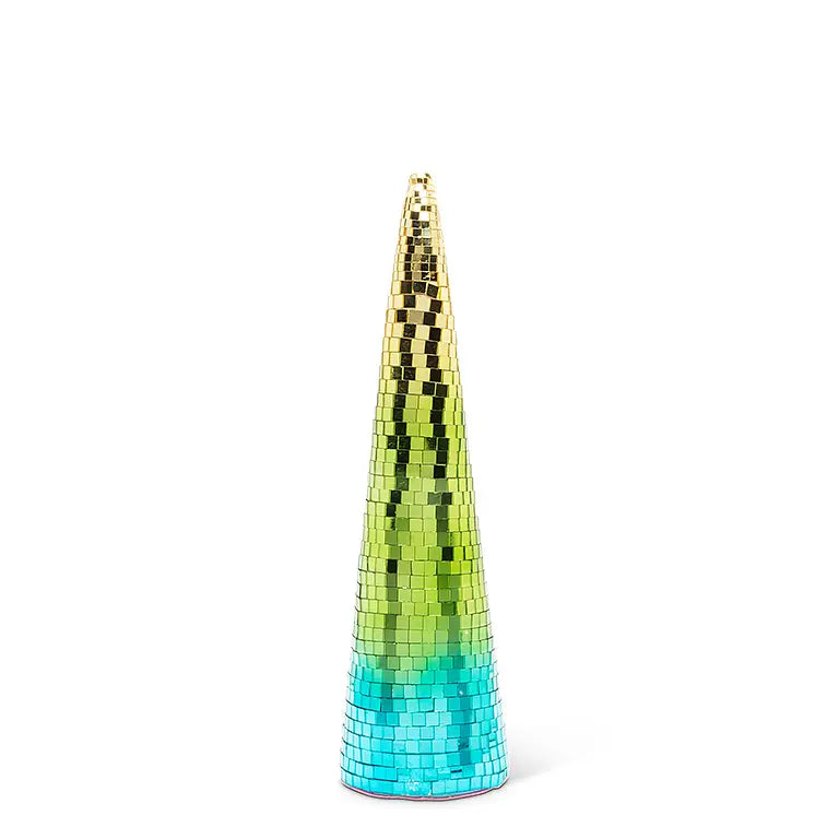 Green Ombre Mirror Cone Tree - 14" H - Monogram Market