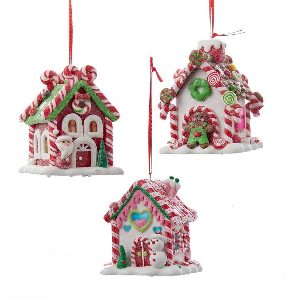 Light Up Gingerbread House Ornaments, 3.5" - Monogram Market