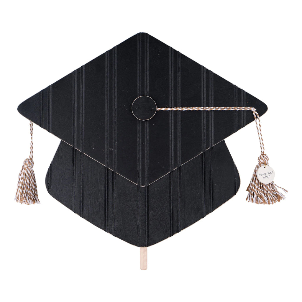 Congrats Grad Graduation Hat Wood Topper - Monogram Market