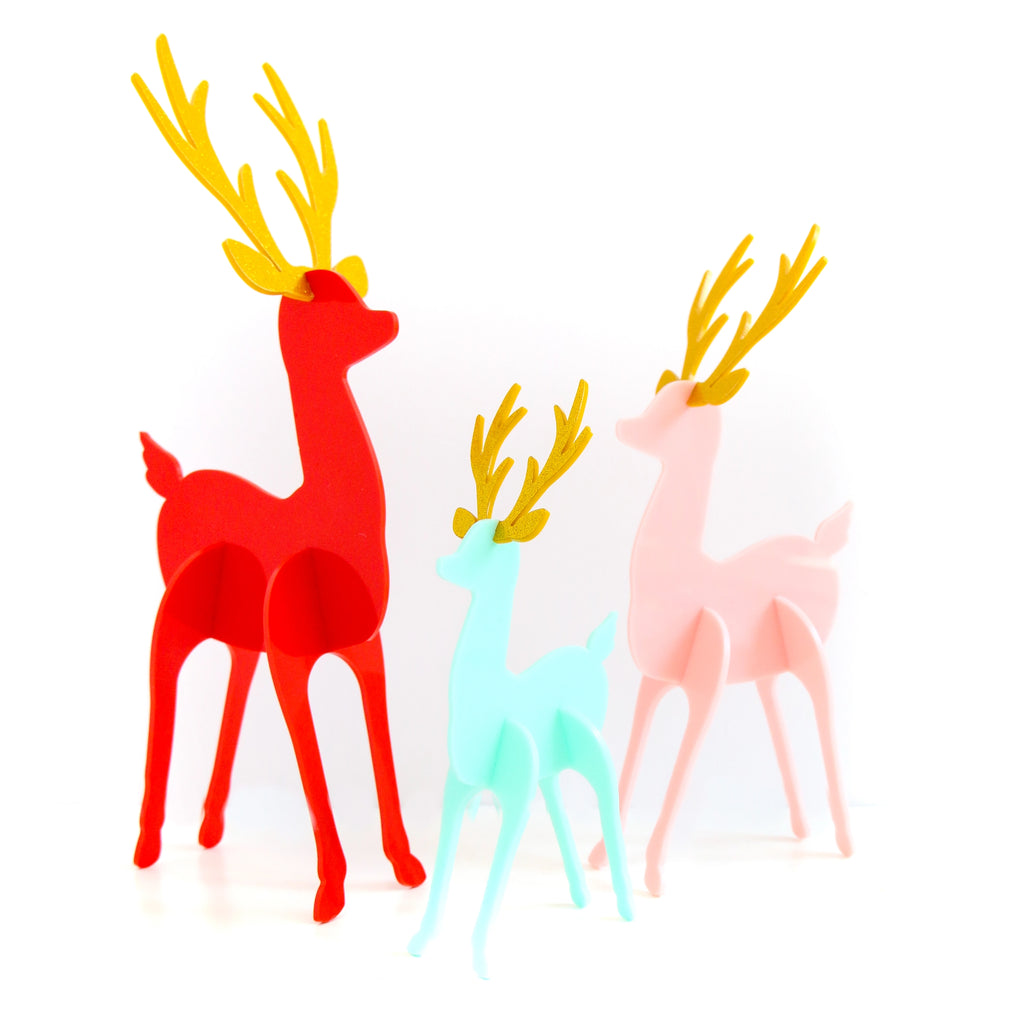 Acrylic Reindeer - Red, Light Pink & Mint - Monogram Market