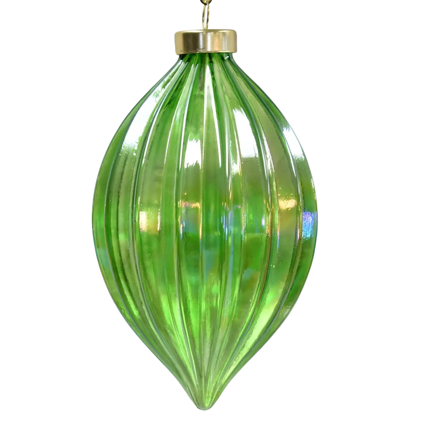 Iridescent Glass Ribbed Finial Ornament