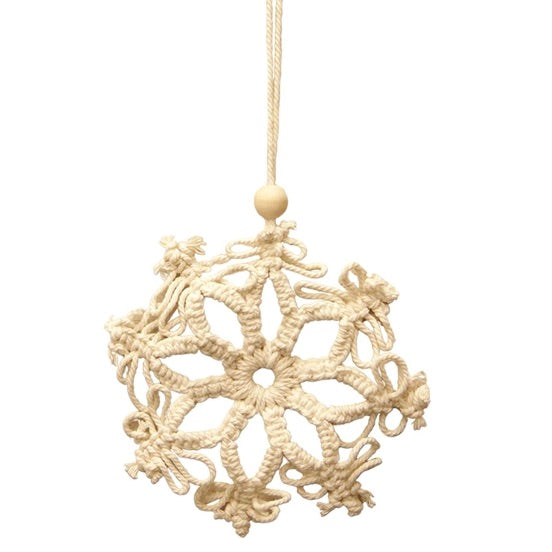 Knitted Snowflake Ornament - Natural, 4.25" - Monogram Market