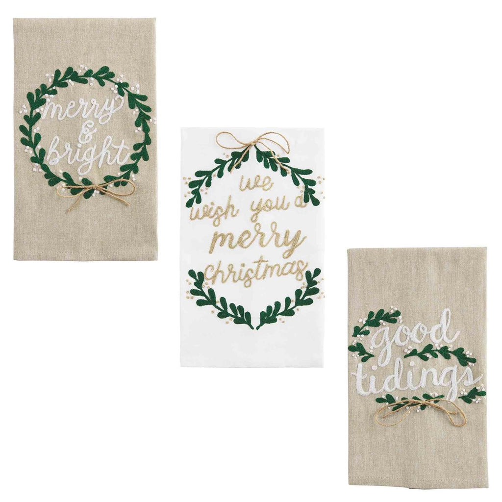 Mud Pie - Christmas Greenery Towels - Monogram Market
