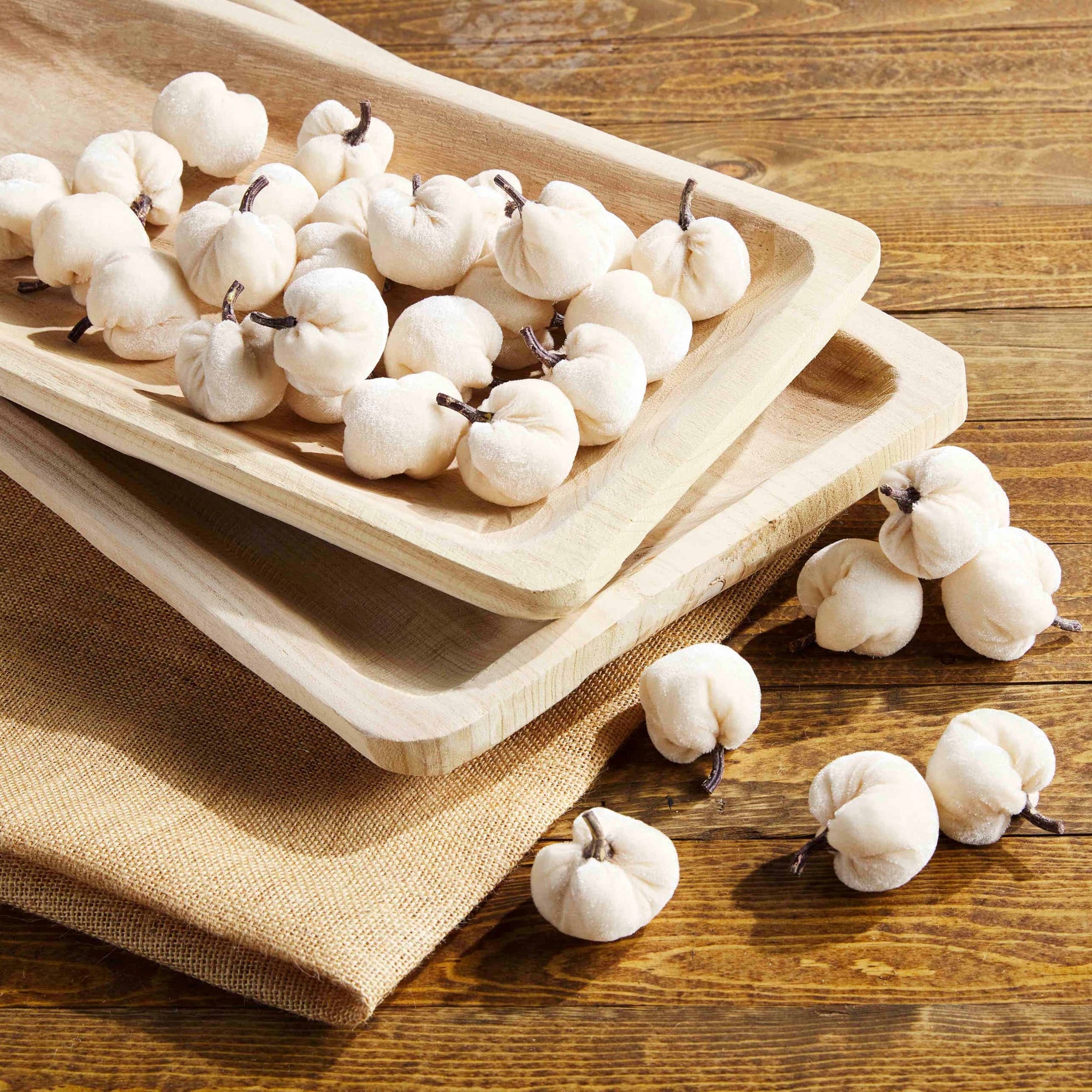 Cream Velvet Mini Pumpkin Set - Thumbnail 2