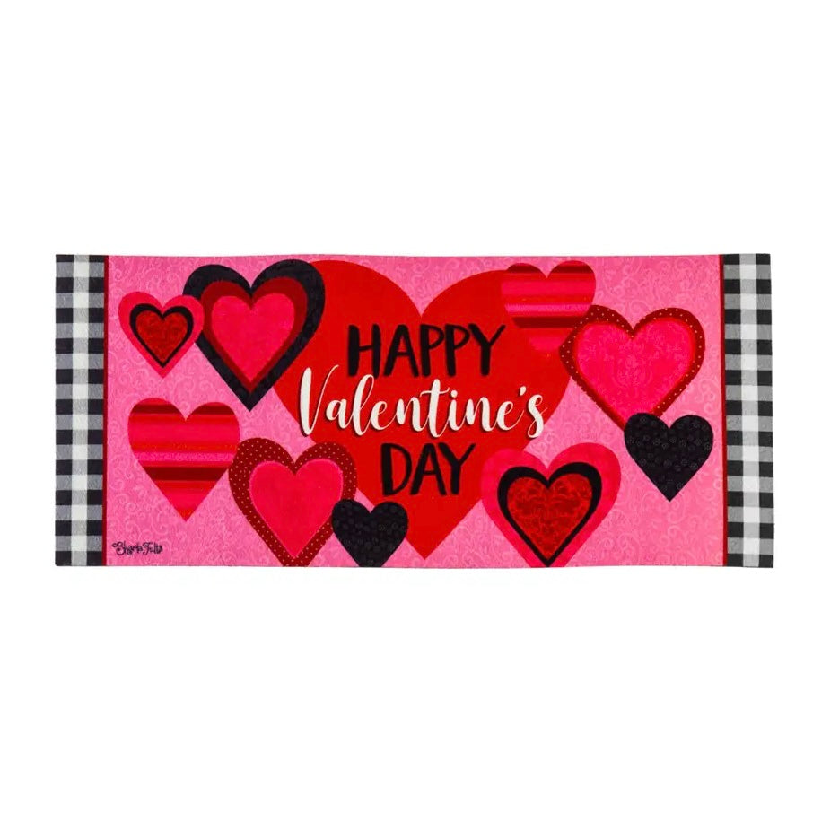 Patterned Hearts Happy Valentine's Day Sassafras Switch Mat - Monogram Market