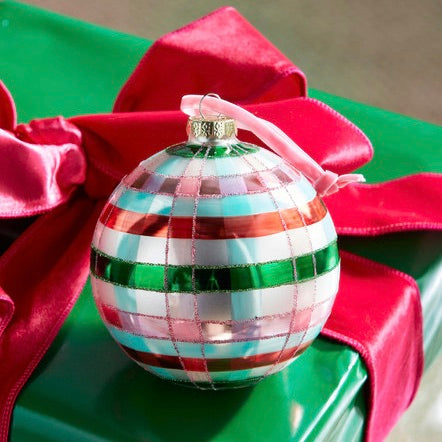 Pink & Green Plaid Ball Ornament - Thumbnail 2