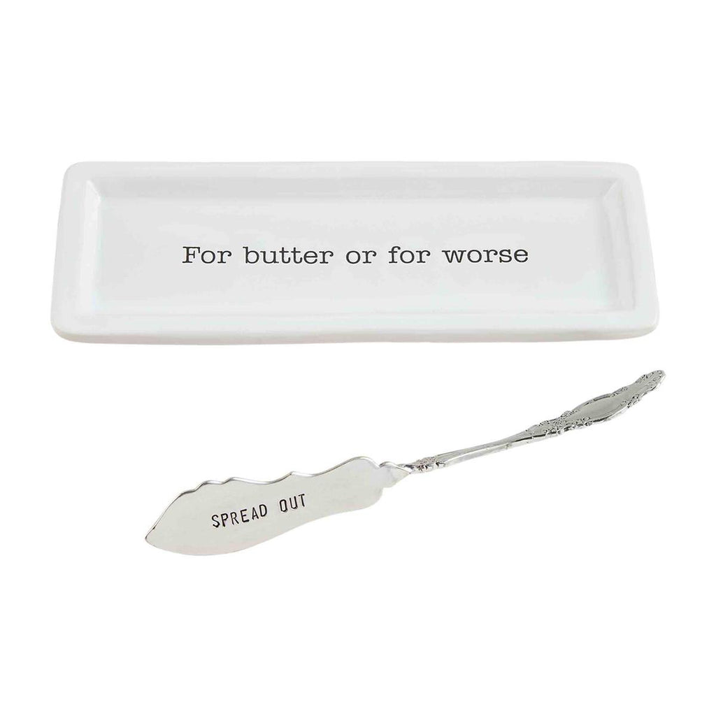 Mud Pie - Ceramic Butter Dish & Spreader Set - Monogram Market