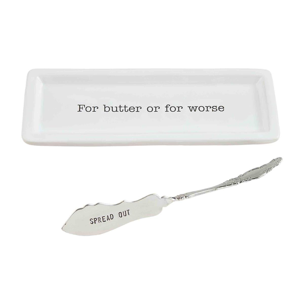 Mud Pie Ceramic Butter Dish & Spreader Set