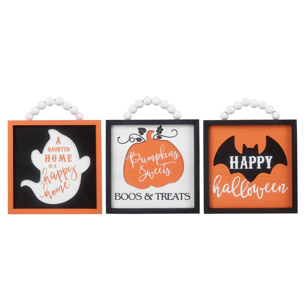 Wood Tabletop Halloween Signs with Beads - Monogram Market