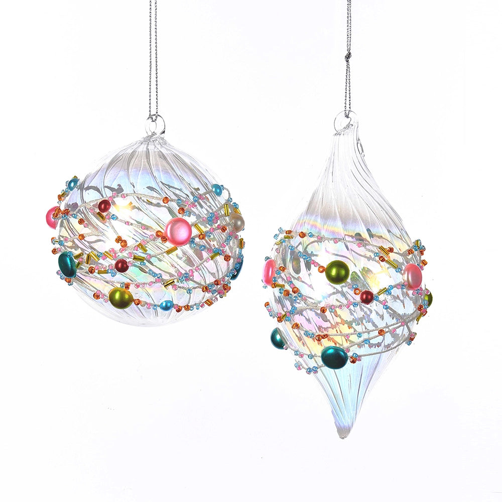 Bright Beaded Glass Ball & Finial Ornaments - Monogram Market