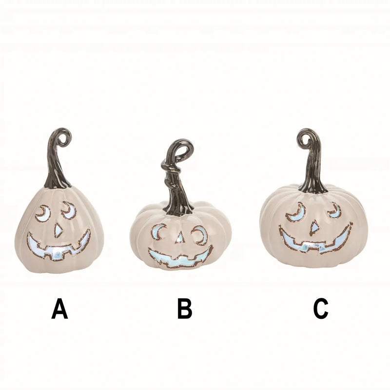 White Ceramic Light Up Jack-O-Lanterns - Monogram Market