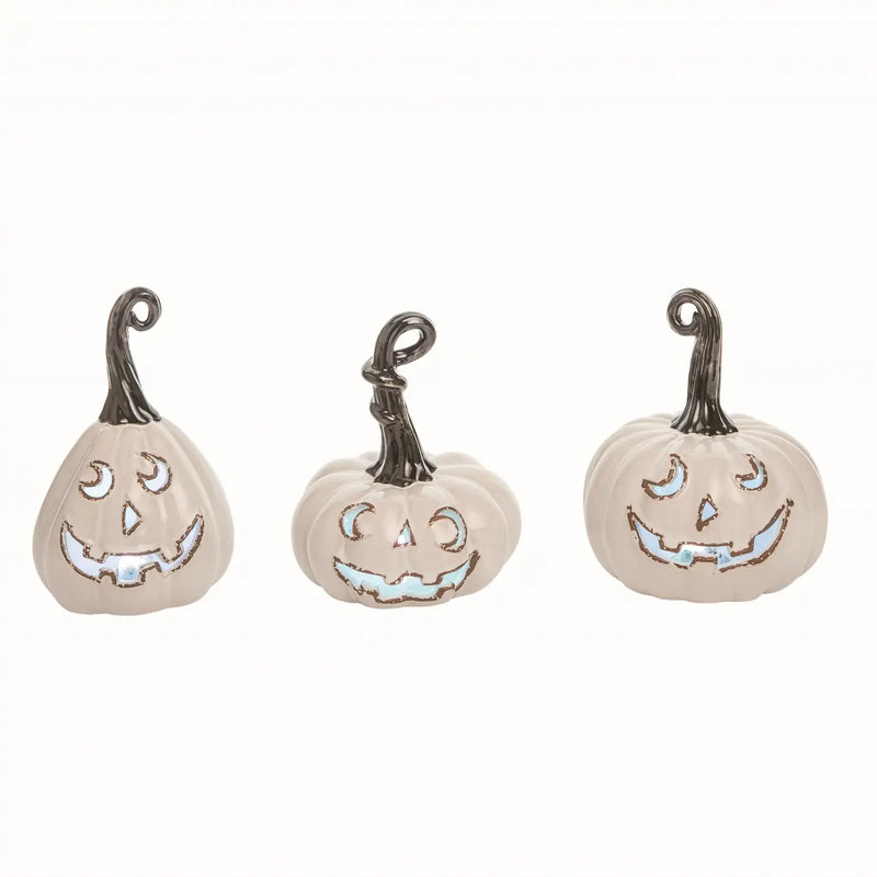 White Ceramic Light Up Jack-O-Lanterns - Monogram Market